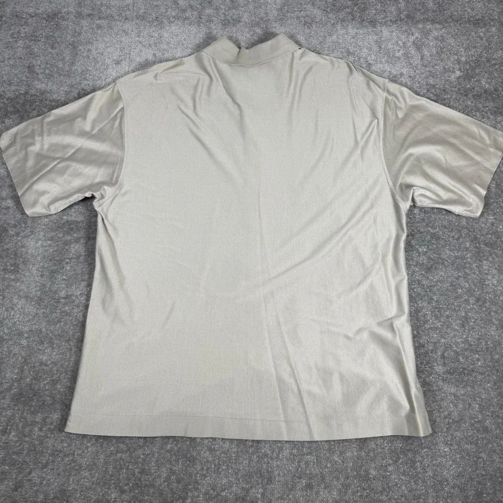 Tiger Woods Nike Shirt Men's XXL‎ Beige Short Sleeve Button Up Cotton Knit Golf